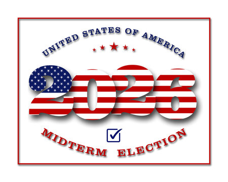 Midterm Election 2026 in united states with with american colors design - poster for Election voting in banner design - 3D Illustration 