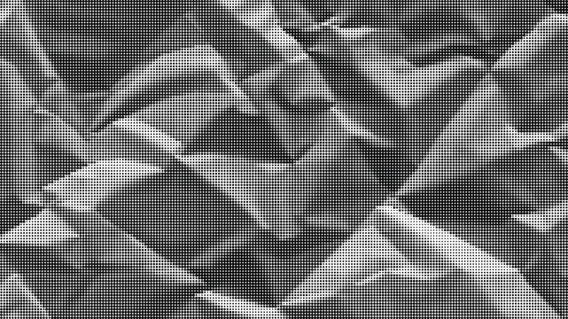 Gray and white halftone pattern with geometric shapes and dots