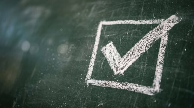 check mark on blackboard