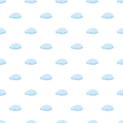 Obraz premium Cartoon clouds forming a cute seamless vector pattern on a white background