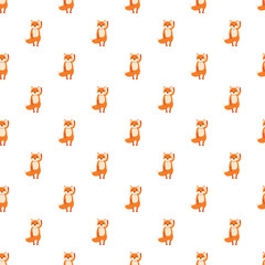 Fototapeta premium Cute cartoon foxes creating a friendly seamless pattern on a white background