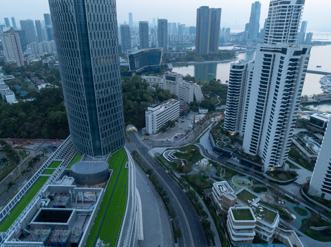  Aerial footage of landscape in shenzhen city, China
