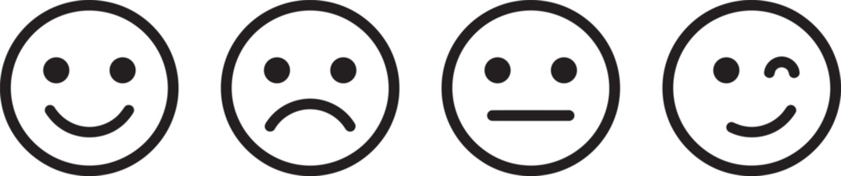 Four different facial expressions in a row