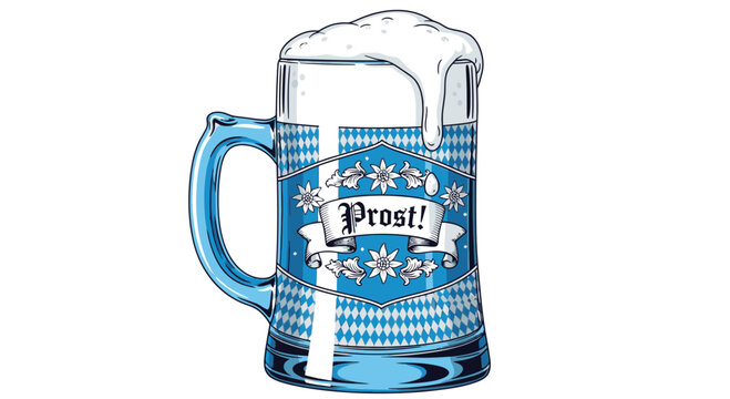 Blue Beer Mug with Frosty Top.