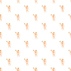 Obraz premium Many cherub angels playing trumpets creating a repeating seamless ornament