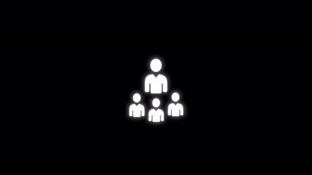 Boss animated glowing leadership icon with connected team members