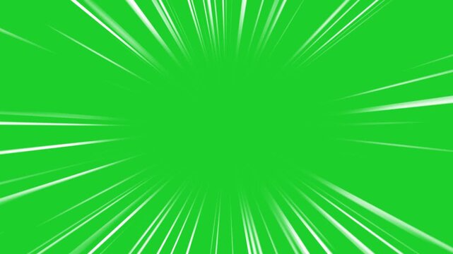White speed lines Green background with alpha channel,Moving zoom speed line with transparent background.Manga Style Speed Lines .