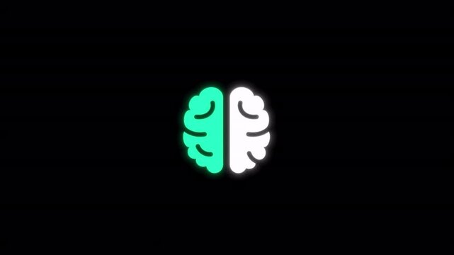 Brain animated glowing intelligence icon with smooth pulse animation