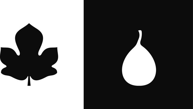 Fig fruit and fig leaf silhouette 