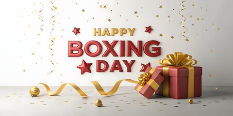 Happy boxing day celebration with gifts.