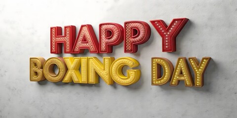 Happy boxing day words with light bulbs.
