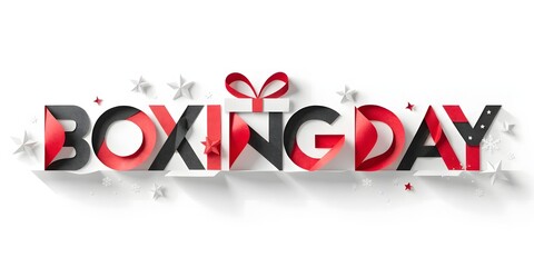 Creative paper art boxing day lettering.
