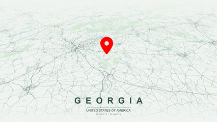 Modern minimalist vector map of Georgia state. High-quality scalable illustration of Georgia geographic boundaries, Savannah coastline layout, Atlanta metropolitan grid for posters design. © AliRza
