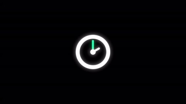 Clock animated glowing timer icon with smooth rotating hands