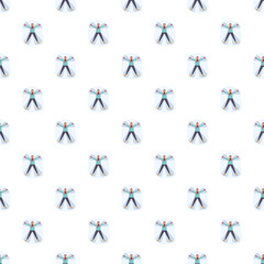 Obraz premium People making snow angels creating a seamless winter activity pattern