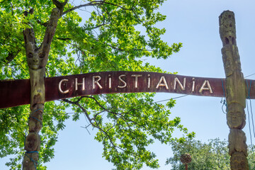 Fototapeta premium Freetown Christiania community entrance sign in Copenhagen, Denmark