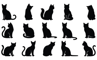 Fototapeta premium Halloween vector bundle black cat silhouettes for spooky designs october celebrations