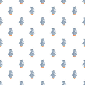 Cute blue donkey finger puppets creating a playful seamless animal pattern