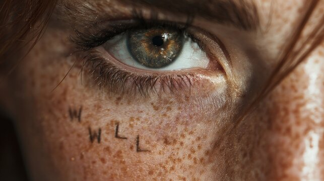 Freckled eye closeup detail portrait