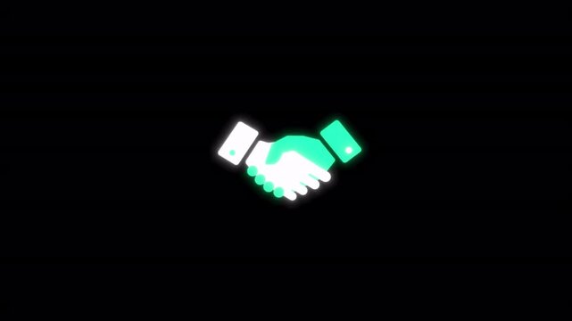 Handshake animated glowing partnership symbol for trusted business collaboration