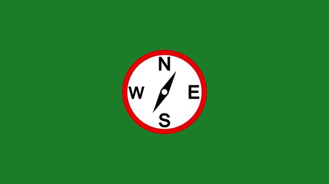Compass navigation direction guide green background, with nsew arrows, north