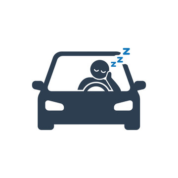 Drowsy Driving Fatigue Danger Icon