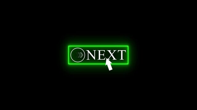 Next button animation neon green glowing transition loop seamless motion green next button neon green button