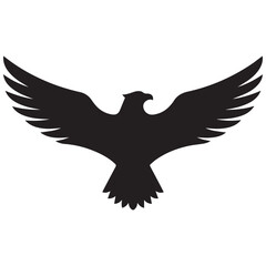 Obraz premium Black silhouette of an eagle soaring with wings spread wide silhouette predator wildlife isolated