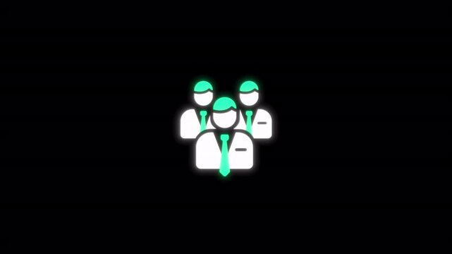 Teams animated glowing business professionals for collaborative workplace success