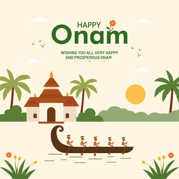 Happy Onam South Indian festival celebration background Celebration Vector Illustration.