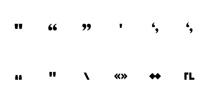 Quotation Marks and Symbols Arranged in a Grid Pattern Featuring Typography, Design, Punctuation with Text and Characters