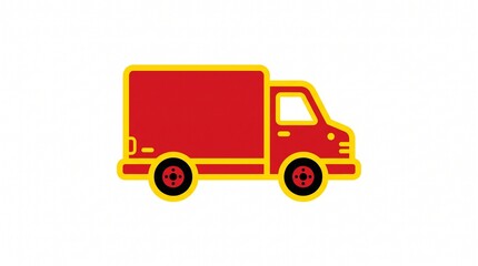 Naklejka premium Red delivery truck icon representing logistics transport in a flat style