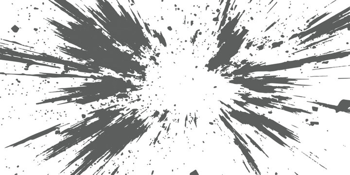 Explosion of Ink: A dynamic and energetic splash of dark ink bursts outward from a central point, creating a sense of explosive motion and abstract art.
