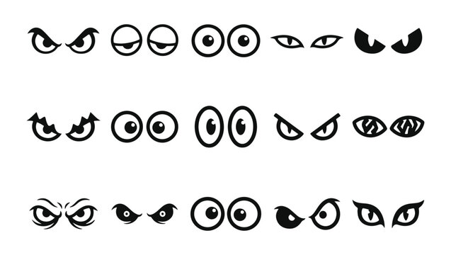 Spooky halloween eyes vector set cartoon eyeballs monster eyes and creepy eye graphics