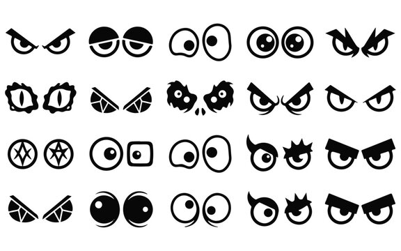 Spooky halloween vector eyes diverse set for graphic design party decorations and digital art