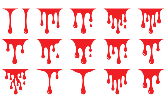 Halloween blood drips vector set red bloodstain illustrations for spooky designs