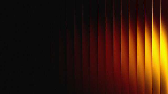 Abstract dark vertical stripes background with glowing golden orange light effects