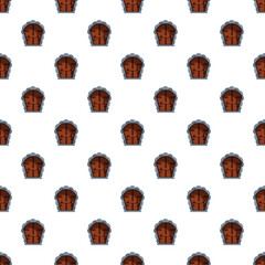 Obraz premium Cartoon old wooden cave doors creating a seamless textured pattern