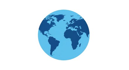 Fototapeta premium Minimalist Blue Earth Globe Illustration Isolated on White Background for Global Business and Environmental Concepts