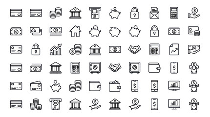 Banking and financial service line icon collection © ULFAITA