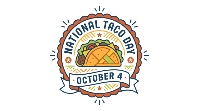 National taco day october 4 colorful emblem