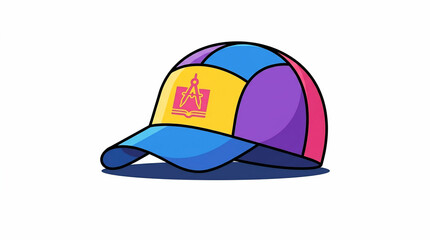 Fototapeta premium Colorful Patchwork Baseball Cap Representing Academic Spirit 