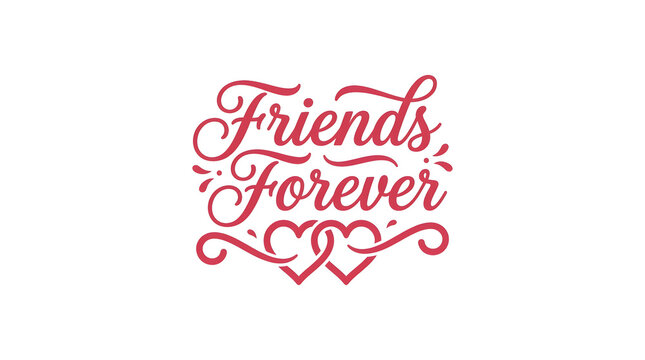 Red friends forever text with hearts