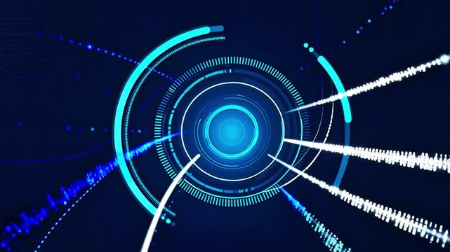 Secure AI Data Monitoring Interface on Dark Blue Technology Background.