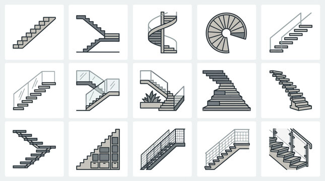 Modern architectural staircases and escalators collection