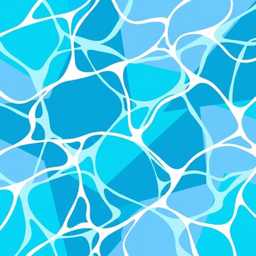 Abstract Seamless Blue Floral Water Mosaic Pattern Vector Texture with Geometric Circles Glass Tile Design Bright Summer Wallpaper Illustration Backdrop