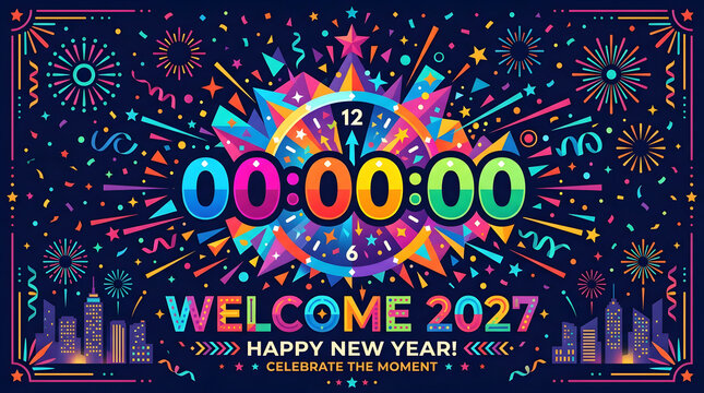 Colorful welcome 2027 new year celebration background
