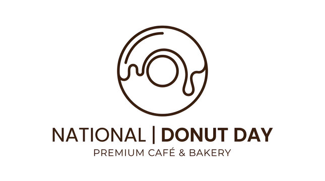 National donut day logo with brown donut icon