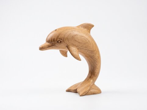Wooden Dolphin Animal Statue Decoration