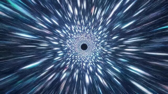 Abstract cosmic tunnel with starburst light effect and deep space vortex for futuristic background